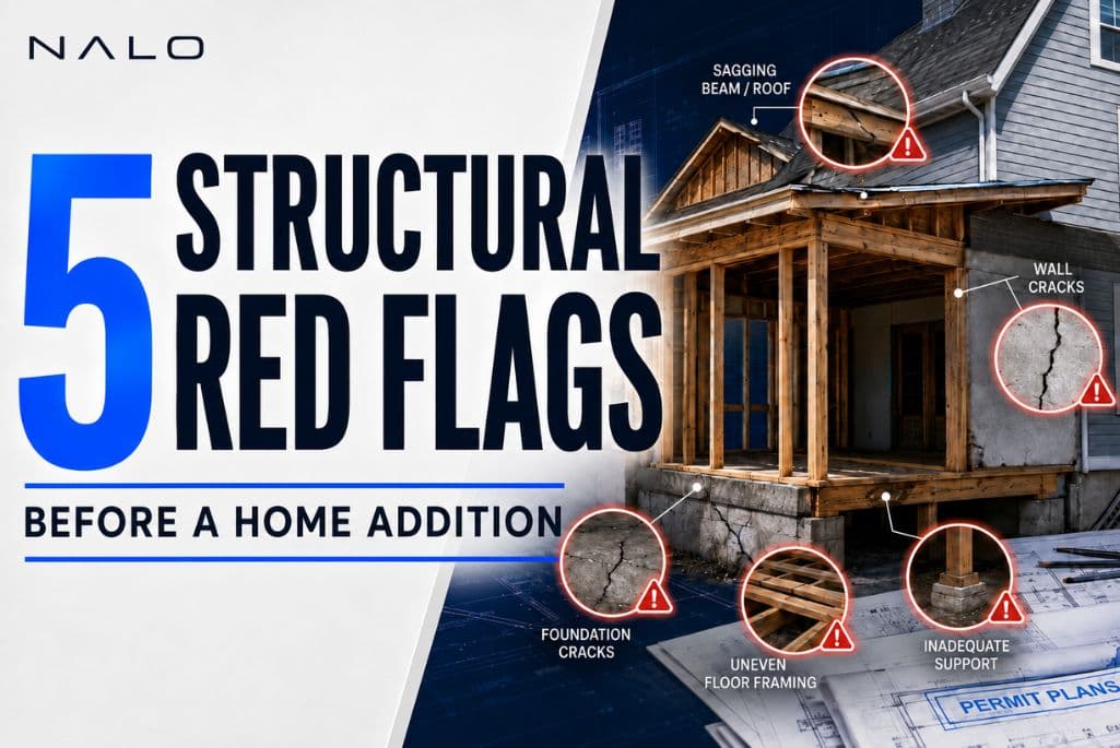 Framing and foundation of a home addition under construction
